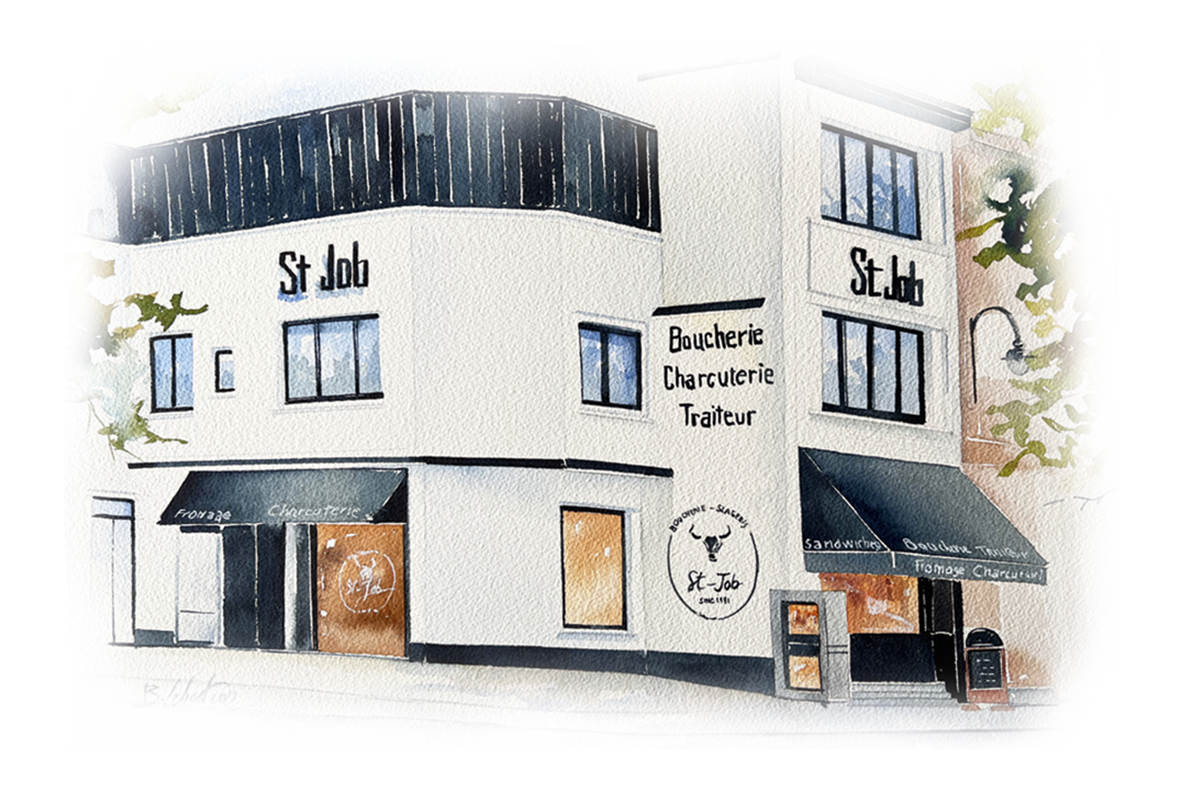 aquarelle boucherie Saint Job